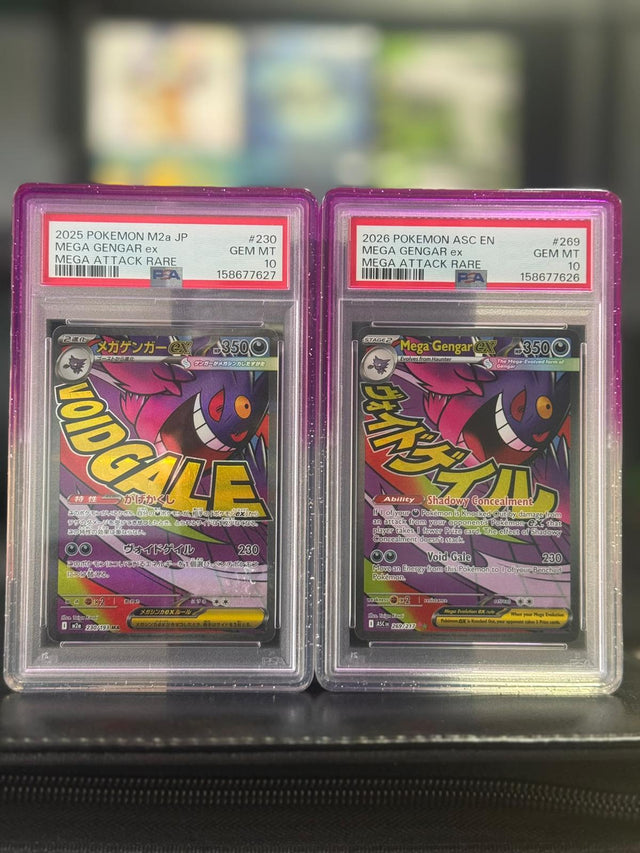 Set secuencial Mega Gengar ex #230 JP (2025) y #269 EN (2026) – PSA 10