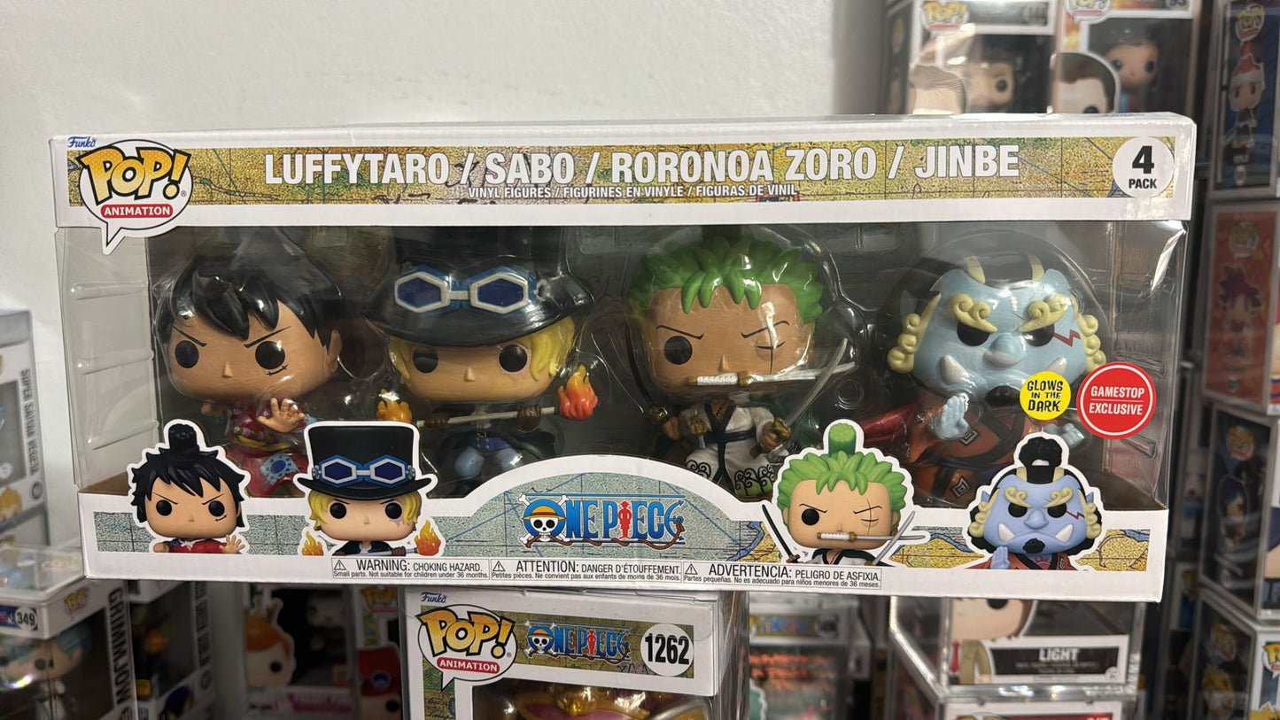 Luffytaro Sabo Roronoa Zoro Jinbe GLOW GameStop 4 pack