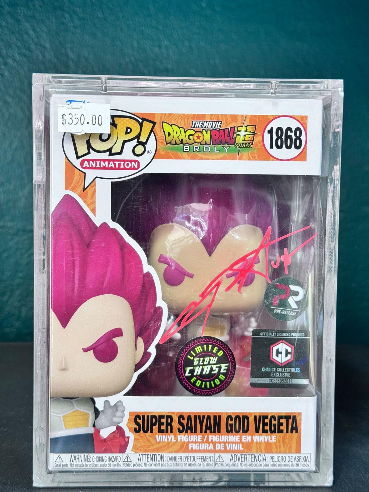 Funko Pop! Super Saiyan God Vegeta #1868 – Glow Chase Pre-Release – Firmado por Christopher Sabat – foto 4